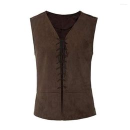 Men's Vests Mens Mediaeval Vest Pirate Costume Renaissance Steampunk Gothic Lace-up Waistcoat
