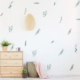 Wall Stickers 6sheet/set Green Plants DIY Sticker Watercolour For Living Room Bedroom Decals Fresh Office Nursery Decor Post