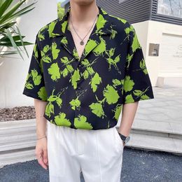 Men's Casual Shirts Vintage Short Sleeved Men Floral Shirt Summer Button Up Flower Printed Camisa Hawaiana Hombre Luxury Suit Collar Male