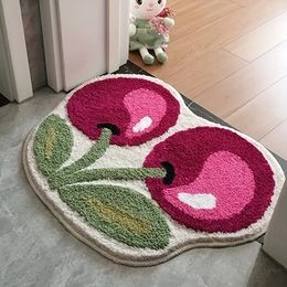 Carpet Cute Cherry Handmade Tufting Rug Door Mat Soft Fluffy Room Bedsize Absorbent Non slip Washable Bathroom Floor Mats Doormat 230818