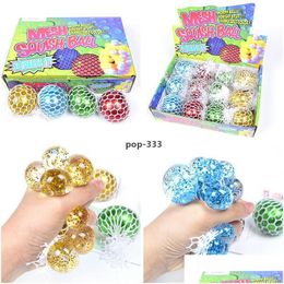 Decompression Toy Lovely Rainbow Hand Figet Squeeze Ball Mesh Anti Stress Relief Adhd Colorful Grape For Kids Press Drop Delivery Toys Dhquf