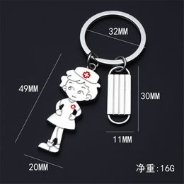 Keychains Lanyards Cute Nurse Face Mask Keychain Medical Students Key Holder Thanksgiving Gift For And Doctor Drop Delivery Smt6G