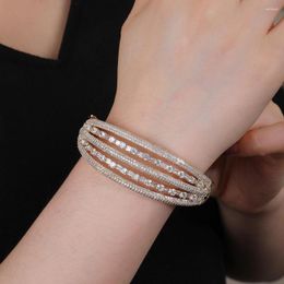 Bangle Style Cubic Zirconia Ring Set Dubai Micro Paved Classic CZ Bracelets For Women Party Jewellery Accessory