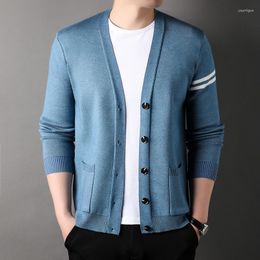 Men's Sweaters Cardigan Ribbed Knit Regular Knitted Plain V Neck Sweater Warm Ups Modern Contemporary Daily Wear Clothing Apparel