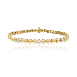 Charm Bracelets 4 Colours CZ Bezel Heart Shaped Tennis Chain Bracelet Gold Colour Classic Trendy Women Girl Jewellery