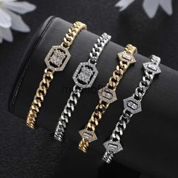 Bangle New Hiphop Iced Out Cuban Links STACK BRACELET Jewellery For Women Wedding Party Cubic Zircon Aretes De Mujer Modernos B102 J230819
