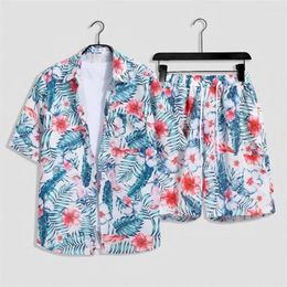 Men's Tracksuits Summer Vintage Hawaiian Shirt Sets Men Women Fashion Vacation Beach Suit Couple Costume Quick Dry 2 Piece Set