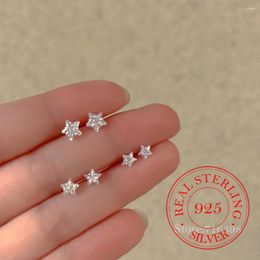 Stud Earrings Original 925 Sterling Silver Crystal Star For Women Girls Ear Needle Piercing Jewellery Party Wedding Sleeper Gift
