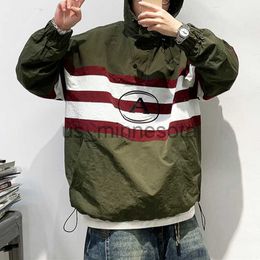 Men's Hoodies Sweatshirts Japanese Vintage HalfZip Hoodie Fashion Streetwear Harajuku Casual Sport Striped Pullover Men Clothing Korean Hip Hop Coats J230818