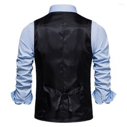 Men's Vests Retro Plaid Print Waistcoat Stylish Business Slim Fit Vest Coat With Pockets For Charm