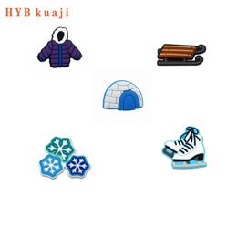 HYBkuaji custom winter elements cro c shoe charms wholesale shoes decorations pvc buckles for shoes