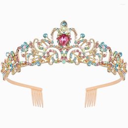 Hair Clips Wedding Bridal Princess Crystal Prom Tiara Crown Veil Headband With Comb US