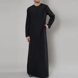 Ethnic Clothing Muslim Men's Robes Islamic Prayer Dress Loose Long Shirt With Zipper Saudi Arabia Eid Al-Fitr