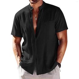 Men's Casual Shirts Button Down Short Sleeve Solid Colour Shirt Tops Oversize Men Harajuku Blouse Vacation Travel Male Clothing