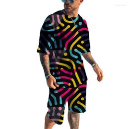 Men's Tracksuits 2023 Men Print T-shirt Beach Shorts Round Neck Shirt 3D Pattern Short Sleeve Tees Oversized Fashion Trend Design Funny Sets