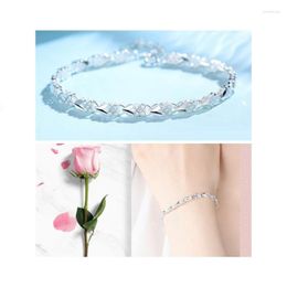 Link Bracelets Trendy Silver Plated Girl Party Accessories Fashion Heart Clover Bracelet For Women Jewelry Sister Birthday Present