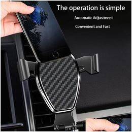 Car Holder Mobile Air Outlet Phone Clip Design Carbon Fibre Surface Suitable For Most Sizes Compatible With All Apple Android Smartp Dhbcj