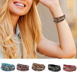 Strand Bohemia Multi-layer Women Bracelet Faux Leather Ethnic Boho Style Handmade Girls Cuff Fashion Jewellery