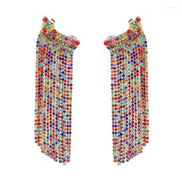 Dangle Earrings DOINGPRO Trend Metal Multicolor Rhinestone Geometric Fringe And Earthlips Holiday Party Creative Jewelry Gifts