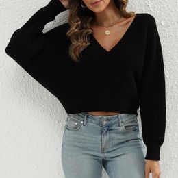 Women's Sweaters Casual Long Sleeve Pullover V Neck Oversized Ribbed Knit 2023 Fall Fitted For Women Life Vest