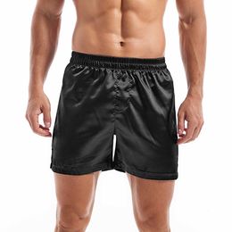 Underpants Men's Casual Underwear Sleep Shorts Satin Boxers Silk Smooth Pyjama Man Solid Colour Home Sleepwear Yoga Sports 230818