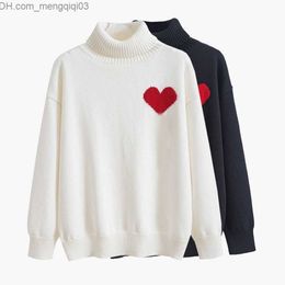 Women's Sweaters Designer sweater love heart A woman lover cardigan knit v round neck high collar womens fashion letter white black long Z230819