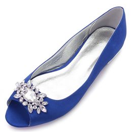 Dress Shoes QIWN 2023 Satin Crystals Wedding Flats for Bride m2 Slip on Formal Evening Party Flat Shoe 230818