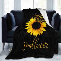 Blankets Sunflower Print Super Soft Throw Blanket for Bed Couch Sofa Lightweight Travelling Camping Throw Size for Kids Adults Women Boys R230819