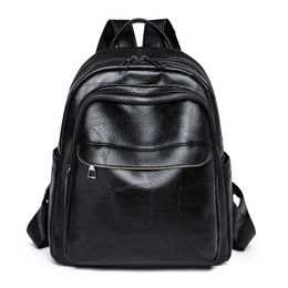 School Bags TRAVEASY Vintage Ladies Leather Backpack Women Fashion PU for Collage Students Girls Retro Female Travel Casual 230818