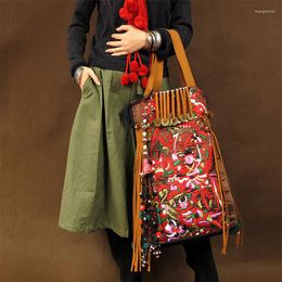 Shopping Bags Chinese Bohemia Travel Cotton Linen Embroidery Canvas Bag Shoulder Ethnic Schoolbag Travelling Hiking