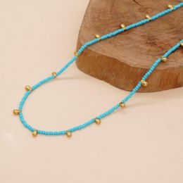 Chains Go2boho Blue Seed Bead Gold Plated Water Drop Accessories Choker Necklaces For Women Summer Boho Jewelry