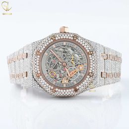 White Diamond Pass Tter New Trendy Luxury Charm Skeleton Top Quality Indian Wholale Price Customized Moissanite Men WatchD3HN