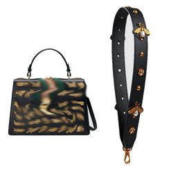 Spring Summer Little Bee Women's Bag Wide Shoulder Belt Rivet Single Shoulder Belt Strap Fashion Bag Accessories 230815