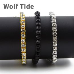 Personlig tenniskedjearmband 7-9-tums Hip Hop Mens Bling Gold Lovers Svartvit Iced Out Full Diamond Crystal Rapper smycken gåvor för män och kvinnor till salu