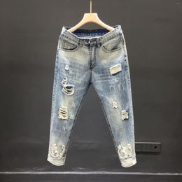 Men's Jeans 2023 Spring/Summer Fashion Blue Ripped Stretch Men Casual Slim Comfortable Large Size High Quality Pants 28-36