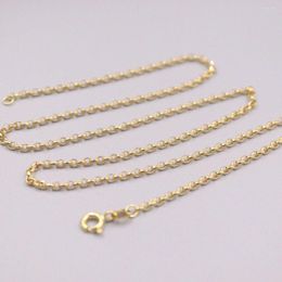 Chains Pure Au750 18K Yellow Gold Chain 2mm Women Cable Link Necklace 16-18inch 1.8-2.2g