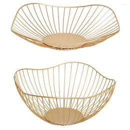 Dinnerware Sets 2 Pcs Iron Fruit Basket Hollow Kitchen Storage Container Electric Wire
