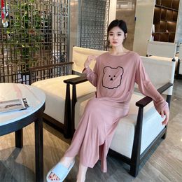 Breastfeeding Nightwear Summer Modal Postpartum Delivery Clothing Breastfeeding Nightwear Breastfeeding Clothing Long Sleeve Pregnant Women's Dress Long Style