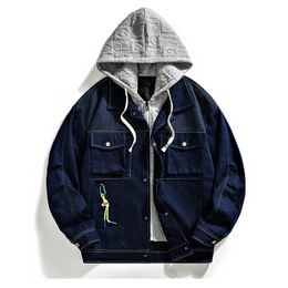 Men's Jackets Plus Size Jean Hooded Jacket Autumn Winter Trendy Brand All match Student Denim Coats 6XL 230818