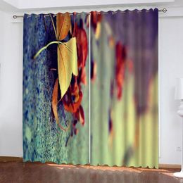 Curtain Modern Living Room Curtains Beautiful Coloured Leaves Po Fashion Customised 3D