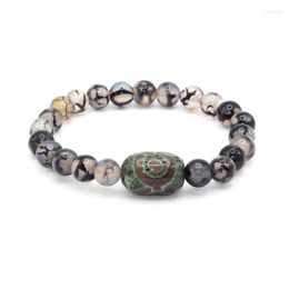 Charm Bracelets Design Dragon Vein Stone Bracelet With A Big Dzi Bead High Quality Men And Women Accessories Elegant Yoga