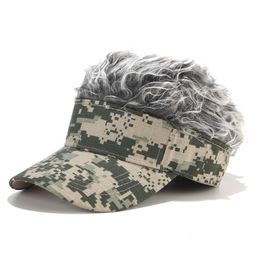 Ball Caps Camouflage Visor Baseball Cap with Spiked Hairs Wig Hat Wigs Men Women Casual Concise Sunshade Sun 230818