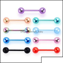 Tongue Rings Body Jewellery Stainless Steel Long Industrial Barbell Ring Nipple Bar Piercing 1.6Mm Tragus Helix Ear 348 Drop De Delivery Dhpof