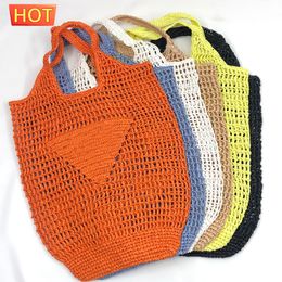 Straw tote Shoulder Bag designer women's handbag straw Bags Casual Rattan Women Handbags Wicker Woven Female Summer Beach Totes Large Capacity Lady Bag Travel Purse p