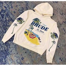 Men's Hoodies Sweatshirts 2023 Beach Coconut Tree High Street Printed Men's and Women's Extra Large Plush Hoodies Z230819