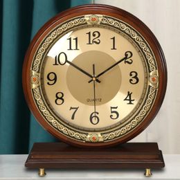 Table Clocks Nordic Luxury Wooden Bedrooms Desktop Retro Decor Modern Horloge Bois Office Desk Decoration QF50TC