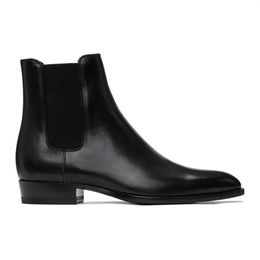 Boots Black Chelsea for Men Genuine Leather Vintage Ankle Western Business Handmade Bootie Shaft Botas De Trabajo Hombre 230818