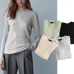 Women's Sweaters Maxdutti Pull Femme England Style Women Office Lady Fashion Pullovers SImple Solid O-neck Basic Winter