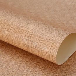 Wallpapers Rustic 3D Straw Texture Wallpaper Pure Colour Plain Retro Pvc Classic Linen Wall Paper Grasscloth Bedroom Living Room Decor Brown