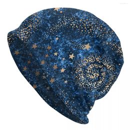 Berets Gold Nebula Constellations And Stars Men's Beanies For Women Outdoor Bonnet Hats Unisex Knitted Hat Hip Hop Cap